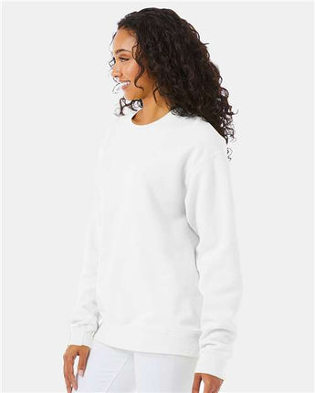 Pretreated ComfortWash GDH400 Unisex Garment-Dyed Crewneck Sweatshirt - White - On Model - Side