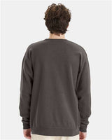 Pretreated ComfortWash GDH400 Unisex Garment-Dyed Crewneck Sweatshirt - New Railroad Grey - On Model - Back