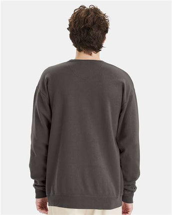 Pretreated ComfortWash GDH400 Unisex Garment-Dyed Crewneck Sweatshirt - New Railroad Grey - On Model - Back