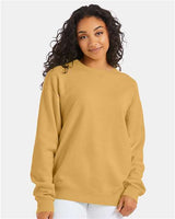 Pretreated ComfortWash GDH400 Unisex Garment-Dyed Crewneck Sweatshirt - Artisan Gold - On Model