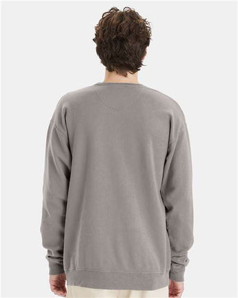 Pretreated ComfortWash GDH400 Unisex Garment-Dyed Crewneck Sweatshirt - Concrete Grey - On Model - Back