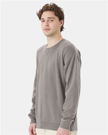 Pretreated ComfortWash GDH400 Unisex Garment-Dyed Crewneck Sweatshirt - Concrete Grey - On Model - Side