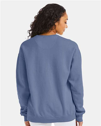 Pretreated ComfortWash GDH400 Unisex Garment-Dyed Crewneck Sweatshirt - Saltwater - On Model - Back
