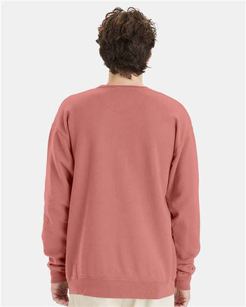Pretreated ComfortWash GDH400 Unisex Garment-Dyed Crewneck Sweatshirt - Mauve - On Model - Back