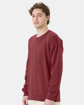 Pretreated ComfortWash GDH400 Unisex Garment-Dyed Crewneck Sweatshirt - Cayenne - On Model - Side