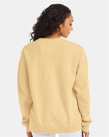 Pretreated ComfortWash GDH400 Unisex Garment-Dyed Crewneck Sweatshirt - Summer Squash Yellow - On Model - Back