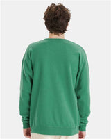 Pretreated ComfortWash GDH400 Unisex Garment-Dyed Crewneck Sweatshirt - Rich Green Grass - On Model - Back