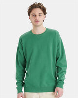 Pretreated ComfortWash GDH400 Unisex Garment-Dyed Crewneck Sweatshirt - Rich Green Grass - On Model