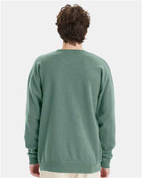 Pretreated ComfortWash GDH400 Unisex Garment-Dyed Crewneck Sweatshirt - Cypress Green - On Model - Back