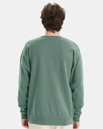 Pretreated ComfortWash GDH400 Unisex Garment-Dyed Crewneck Sweatshirt - Cypress Green - On Model - Back