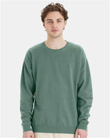 Pretreated ComfortWash GDH400 Unisex Garment-Dyed Crewneck Sweatshirt - Cypress Green - On Model