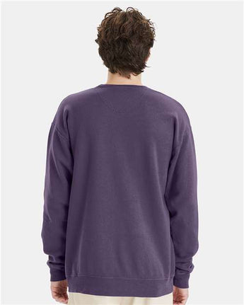 Pretreated ComfortWash GDH400 Unisex Garment-Dyed Crewneck Sweatshirt - Grape Soda - On Model - Back