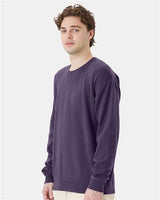 Pretreated ComfortWash GDH400 Unisex Garment-Dyed Crewneck Sweatshirt - Grape Soda - On Model - Side