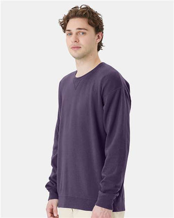 Pretreated ComfortWash GDH400 Unisex Garment-Dyed Crewneck Sweatshirt - Grape Soda - On Model - Side
