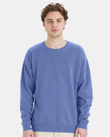 Pretreated ComfortWash GDH400 Unisex Garment-Dyed Crewneck Sweatshirt - Frontier Blue - On Model