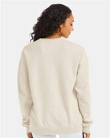 Pretreated ComfortWash GDH400 Unisex Garment-Dyed Crewneck Sweatshirt - Parchment - On Model - Back