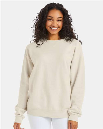 Pretreated ComfortWash GDH400 Unisex Garment-Dyed Crewneck Sweatshirt - Parchment - On Model