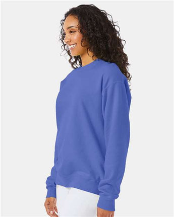 Pretreated ComfortWash GDH400 Unisex Garment-Dyed Crewneck Sweatshirt - Deep Forte Blue - On Model - Side