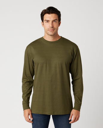 Pretreated Cotton Heritage MC1182 Men's Premium Long Sleeve Tee - Military Green