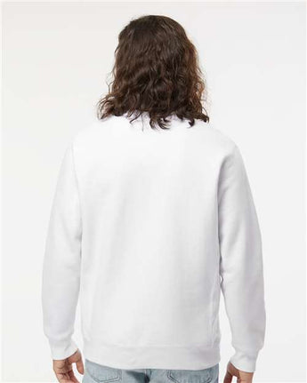Pretreated Independent Trading Co. IND5000C Unisex Legend Premium Heavyweight Cross-Grain Crewneck Sweatshirt - White - On Model - Back