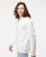 Pretreated Independent Trading Co. IND5000C Unisex Legend Premium Heavyweight Cross-Grain Crewneck Sweatshirt - White - On Model - Side