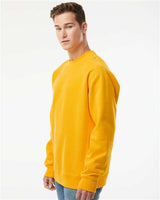 Pretreated Independent Trading Co. IND5000C Unisex Legend Premium Heavyweight Cross-Grain Crewneck Sweatshirt - Gold - On Model - Side