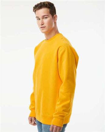 Pretreated Independent Trading Co. IND5000C Unisex Legend Premium Heavyweight Cross-Grain Crewneck Sweatshirt - Gold - On Model - Side