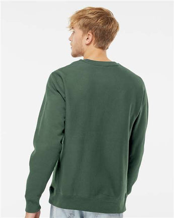 Pretreated Independent Trading Co. IND5000C Unisex Legend Premium Heavyweight Cross-Grain Crewneck Sweatshirt - Alpine Green - On Model - Back