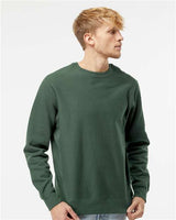 Pretreated Independent Trading Co. IND5000C Unisex Legend Premium Heavyweight Cross-Grain Crewneck Sweatshirt - Alpine Green - On Model