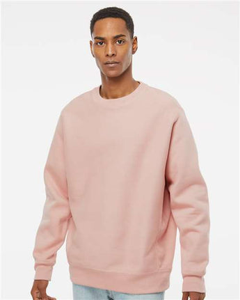 Pretreated Independent Trading Co. IND5000C Unisex Legend Premium Heavyweight Cross-Grain Crewneck Sweatshirt - Dusty Pink - On Model
