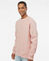 Pretreated Independent Trading Co. IND5000C Unisex Legend Premium Heavyweight Cross-Grain Crewneck Sweatshirt - Dusty Pink - On Model - Side