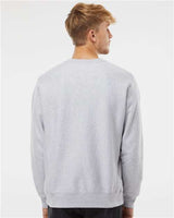Pretreated Independent Trading Co. IND5000C Unisex Legend Premium Heavyweight Cross-Grain Crewneck Sweatshirt - Grey Heather - On Model - Back