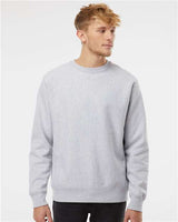 Pretreated Independent Trading Co. IND5000C Unisex Legend Premium Heavyweight Cross-Grain Crewneck Sweatshirt - Grey Heather - On Model