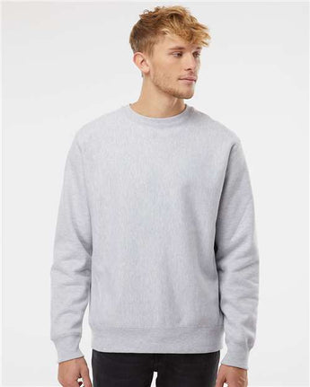 Pretreated Independent Trading Co. IND5000C Unisex Legend Premium Heavyweight Cross-Grain Crewneck Sweatshirt - Grey Heather - On Model