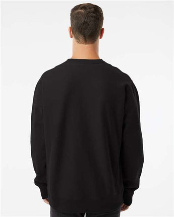 Pretreated Independent Trading Co. IND5000C Unisex Legend Premium Heavyweight Cross-Grain Crewneck Sweatshirt - Black - On Model - Back