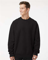 Pretreated Independent Trading Co. IND5000C Unisex Legend Premium Heavyweight Cross-Grain Crewneck Sweatshirt - Black - On Model