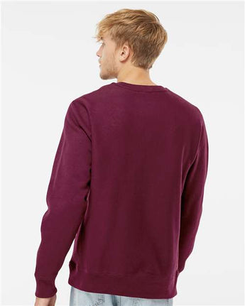 Pretreated Independent Trading Co. IND5000C Unisex Legend Premium Heavyweight Cross-Grain Crewneck Sweatshirt - Maroon - On Model - Back