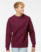 Pretreated Independent Trading Co. IND5000C Unisex Legend Premium Heavyweight Cross-Grain Crewneck Sweatshirt - Maroon - On Model
