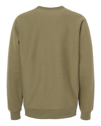 Pretreated Independent Trading Co. IND5000C Unisex Legend Premium Heavyweight Cross-Grain Crewneck Sweatshirt - Olive - Back