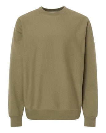 Pretreated Independent Trading Co. IND5000C Unisex Legend Premium Heavyweight Cross-Grain Crewneck Sweatshirt - Olive