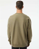 Pretreated Independent Trading Co. IND5000C Unisex Legend Premium Heavyweight Cross-Grain Crewneck Sweatshirt - Olive - On Model - Back