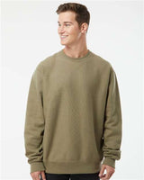 Pretreated Independent Trading Co. IND5000C Unisex Legend Premium Heavyweight Cross-Grain Crewneck Sweatshirt - Olive - On Model