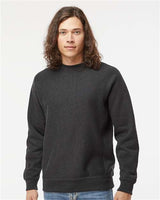 Pretreated Independent Trading Co. IND5000C Unisex Legend Premium Heavyweight Cross-Grain Crewneck Sweatshirt - Charcoal Heather - On Model