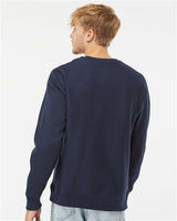 Pretreated Independent Trading Co. IND5000C Unisex Legend Premium Heavyweight Cross-Grain Crewneck Sweatshirt - Classic Navy - On Model - Back