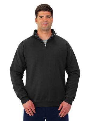 Pretreated JERZEES 995MR NuBlend Unisex Quarter-Zip Cadet Collar Sweatshirt - Black