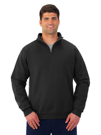 Pretreated JERZEES 995MR NuBlend Unisex Quarter-Zip Cadet Collar Sweatshirt - Black