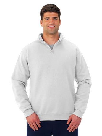 Pretreated JERZEES 995MR NuBlend Unisex Quarter-Zip Cadet Collar Sweatshirt - White