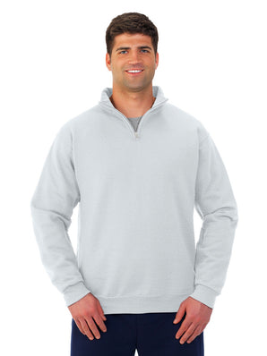 Pretreated JERZEES 995MR NuBlend Unisex Quarter-Zip Cadet Collar Sweatshirt - Ash