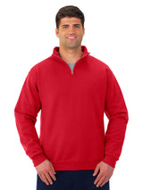 Pretreated JERZEES 995MR NuBlend Unisex Quarter-Zip Cadet Collar Sweatshirt - True Red