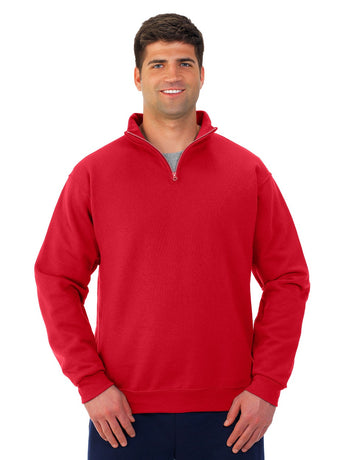 Pretreated JERZEES 995MR NuBlend Unisex Quarter-Zip Cadet Collar Sweatshirt - True Red